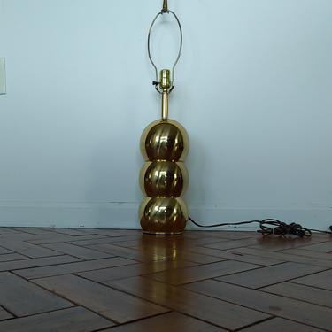 Mid Century Modern Brass Stacked Ball Table Lamp 