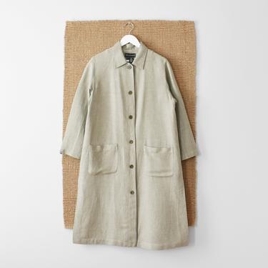 vintage linen blend duster coat, size L 