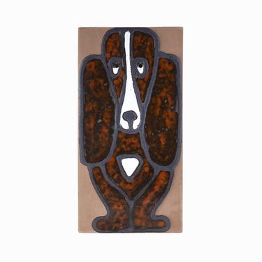 1966-67 Mari Simmulson Ceramic Plaque Basset Hound Wall Sculpture Upsala Ekeby 6060M 