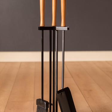 Mid Century Modern Three-Piece Standing Fireplace Tool Set 