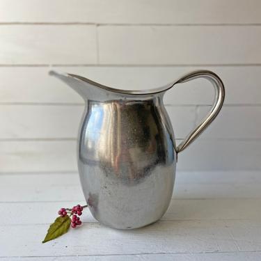 Vintage Stainless Steel Pitcher // Antique Pitcher, Rustic, Cottage, Farmhouse, Garden Decor // Perfect Gift 