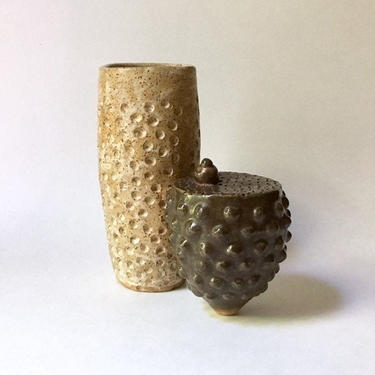 Intriguing Postmodern Sculptural Studio Pottery Vase Ikebana Vintage 1998 Signed 
