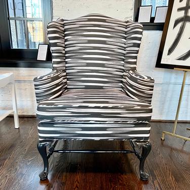 AVAILABLE: Black & White Upholstered Wingback Chair 