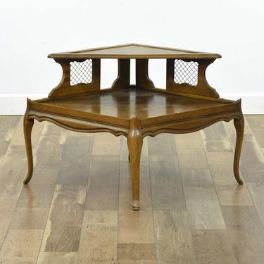 French Provincial Cherry Step Corner Table