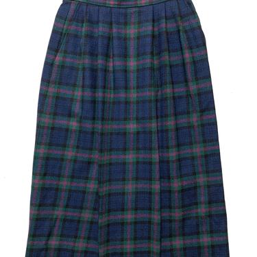 Vintage Women's PENDLETON Wool Tartan Plaid Skirt ~ 25 waist / size XS - S / size 1 ~ Pleated / Hip Pleat 