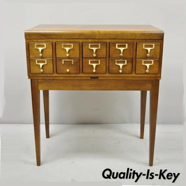 Vintage 10 Drawer Wood Card File Library Cabinet Chest by Gaylord