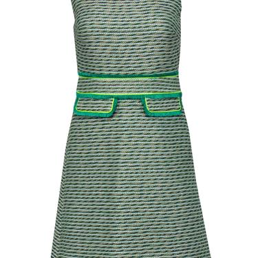 J.Crew - Green Woven Tweed A-Line Dress w/ Fringe Sz 0