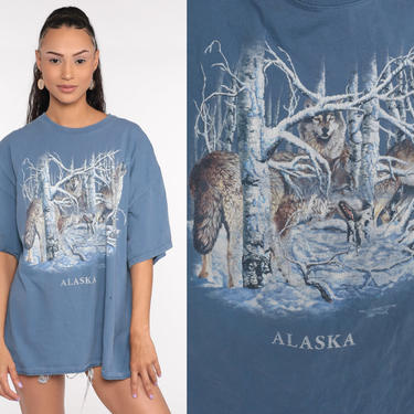 Alaska Wolf Shirt 90s Animal TShirt Alaska Tee Vintage Retro Graphic Shirt Screen Print 1990s T Shirt Extra Large Xl 2xl by ShopExile