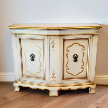 Vintage John Widdicomb French Provincial Style Distressed Painted Console Cabinet or Buffet Server 