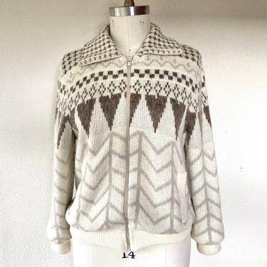 1980s Icelandic wool knit jacket sweater 