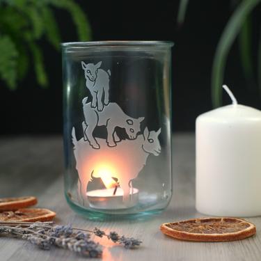 Recycled Glass Cup - GOATS eco glass tumbler for drinking or candles 
