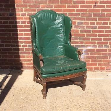 Vintage green leather reading chair