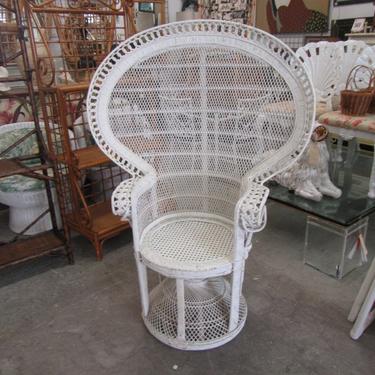 White Wicker &amp; Cane Fan Chair