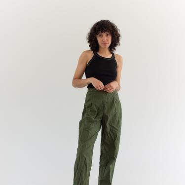 Vintage 25 Waist Green Side Zip Army Pant | High Rise Cotton Trouser | XS S | 