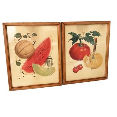 Vintage Kichen Prints -- Pertchik Prints -- Fruit and Vegetable Kitchen prints -- 1950s Kitchen Prints --  Morton Salt advertisement 