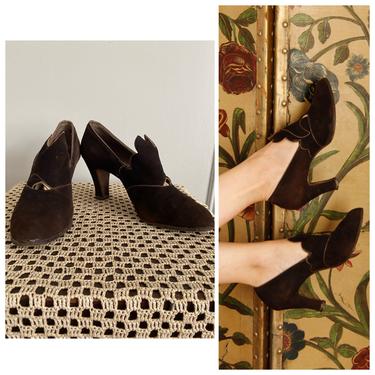 1930s Heels // Chas A. Stevens Vamp Heels // vintage 30s heels c// 8N 