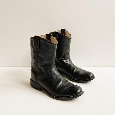 Vintage Ink Leather Ankle Boots | Size 6.5