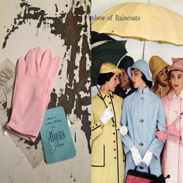 Spring Showers of Colour - Vintage 1950s Hansen NOS Pink Nylon Wristlet Gloves - OS 