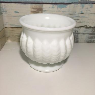 Randall Glass Milk glass planter/bowl with leaf design by JoyfulHeartReclaimed