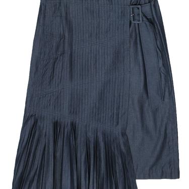 Tibi - Chambray Pleated Midi Skirt w/ Belt Sz 8