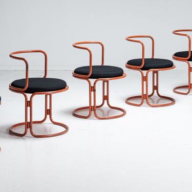Set of (6) Tubular Dining Chairs by Gae Aulenti