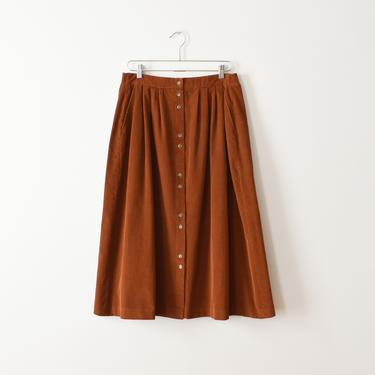 vintage corduroy button front midi skirt, size L / XL 