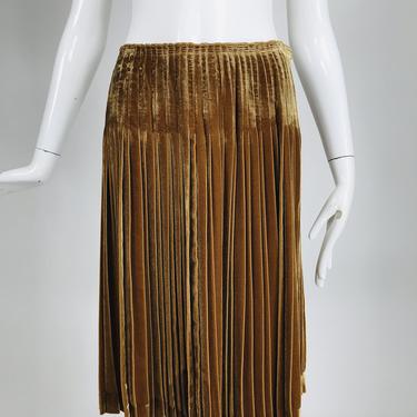 SOLD Prada Gold Velvet Pleated Skirt 40