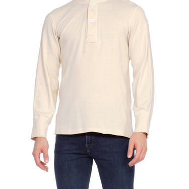 1940S Cream Wool/Cotton Jersey Men's Military Thermal Shirt 