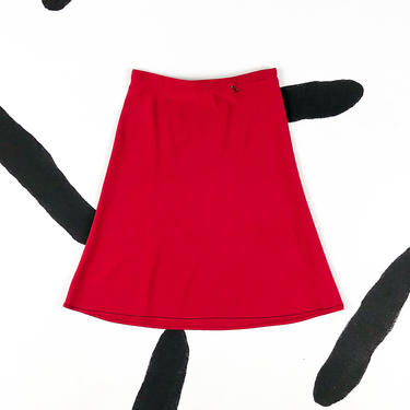 90s Prada Red Midi Skirt / Pockets / Zippers / Cherry / Sporty / Athletic / Prada Sport / y2k / Size 38 / Minimal / Medium / Snaps / M / 