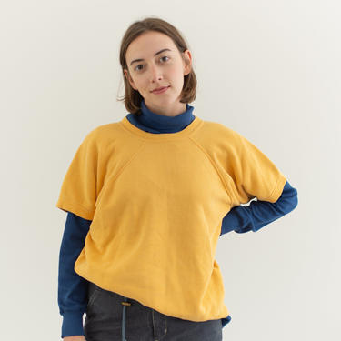 Vintage Yellow Short Sleeve Raglan Sweatshirt | M | 