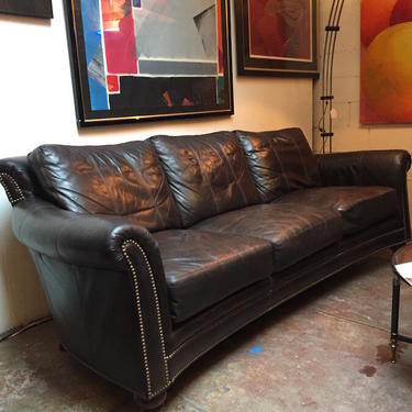 Bookish Tendencies | Dark Brown Leather Sofa by Bradington-Young Furniture