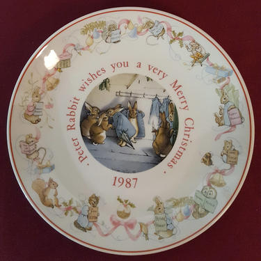 Vintage Beatrix Potter Nursery Ware 1987 Peter Rabbit Christmas Plate By Wedgwood 