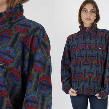 Rose Pattern Eighties Vintage Vintage Fleece Sweater