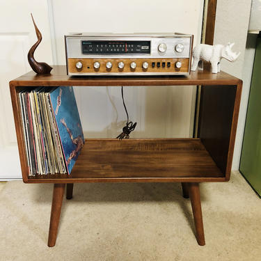 Mid Century Modern Record Player Stand Solid Maple 