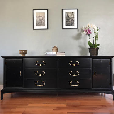 SAMPLE PIECE ONLY - Black Thomasville Solid Wood Dresser Buffet Sideboard 