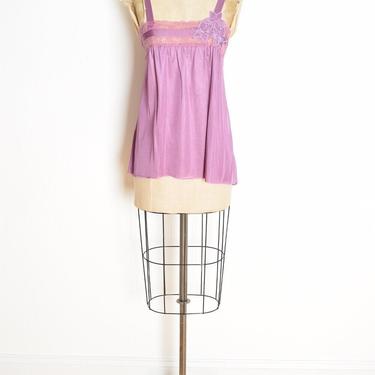 vintage 70s lingerie top lilac purple applique cami slip shirt clothing XS S clothing 