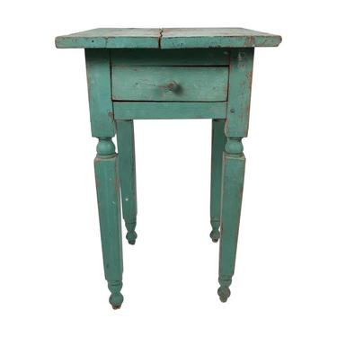 Green Painted Country One-Drawer Occasional Table or Nightstand