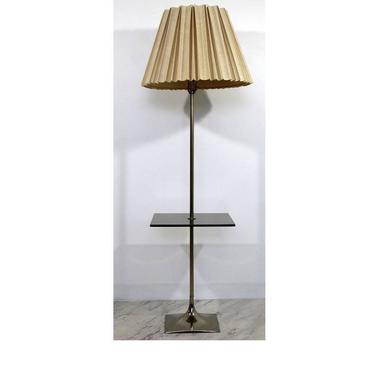 Mid Century Modern Laurel Chrome & Smoked Glass Lamp Table Original Shade Finial 