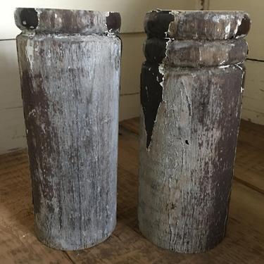 Pair of Chippy Weathered Columns