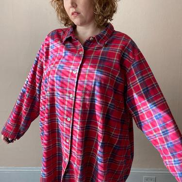 90s Plus Size Grunge Plaid Flannel Red and Blue Plaid Size 4X 