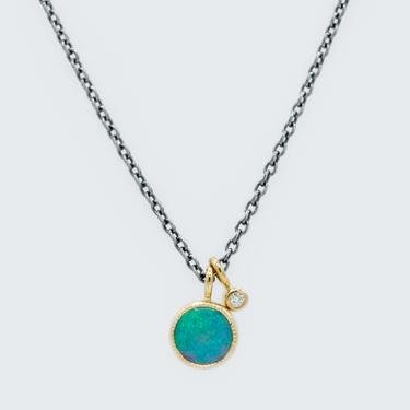 Diamond Accent Opal Necklace