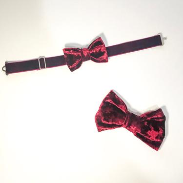 BOYS Size- Crushed Velvet Bow Tie - Baby / Ivory / Charcoal / Burgundy / Mint - PreTied - Assorted Colors 