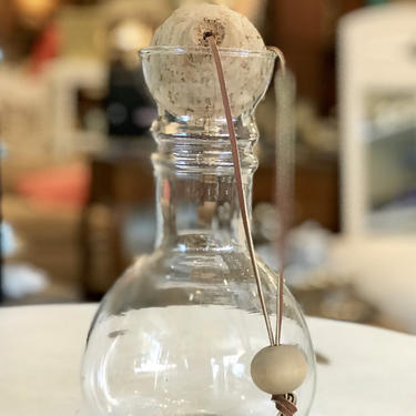 Wine Decanter with Leather Corded Wood Sphere Stopper 