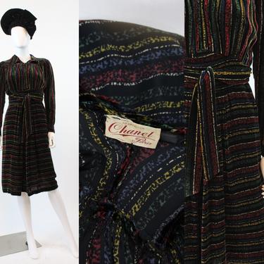 1930s 1940s CHANEL adaptation SILK velvet dress small | new in 