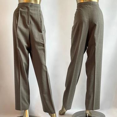 Gray Wool High Waist Trousers 1980's Super High Rise 14&quot; 