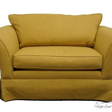 Ethan Allen Contemporary Modern Golden Yellow Upholstered Loveseat Sofa 