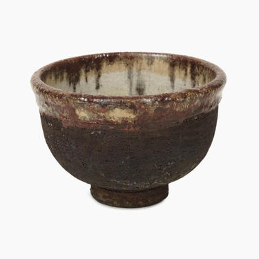 Studio Pottery Bowl Ceramic Mid Century Modern MCM MOD Art Stoneware Brown Rainbow 