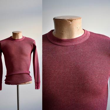 Vintage Hand Dyed Merlot Red Thermal Shirt 