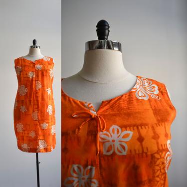 Vintage Orange Hawaiian Kaftan Dress 