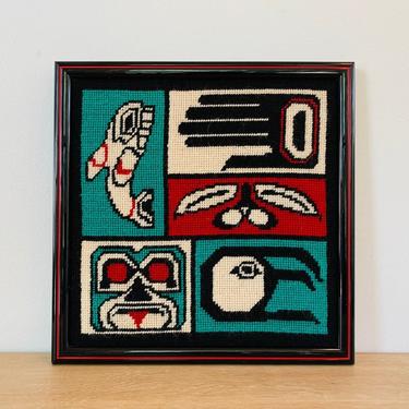 Vintage Native American Pacific Northwest Needlepoint Art 
